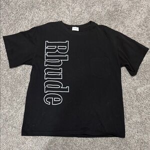 Rhude Black Tee with Bold Lettering